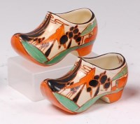 Lot 102 - A pair of 1930s Clarice Cliff Orange Trees and...