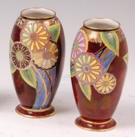 Lot 111 - A pair of 1930s Carltonware red lustre ovoid...