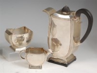 Lot 143 - An Art Deco silver three piece coffee set by...
