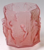 Lot 122 - A French Art Deco frosted and ruby tinted...