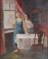Lot 237 - J M Cooper - The Letter, oil on board, 56 x 46....