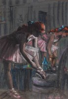 Lot 263 - Betty Raphael - The Ballerina, pastel, signed...