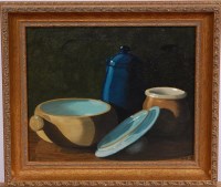 Lot 265 - Albert Sprigings - Stoneware Jars, oil on...