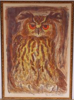 Lot 270 - David Koster (b.1926) - Owl Study, lithograph,...