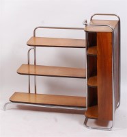 Lot 308 - An Art Deco walnut and tubular chrome framed...