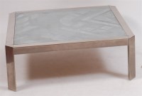 Lot 316 - A 1970s chrome square section low coffee table,...