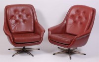 Lot 322 - A pair of 1960s Danish conker brown leather...