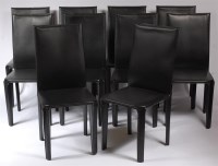 Lot 324 - A set of ten Arper black leather steel framed...
