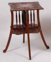 Lot 364 - An Art Nouveau low relief floral carved walnut...