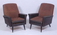 Lot 372 - A pair of 1960s chocolate brown vinyl and...