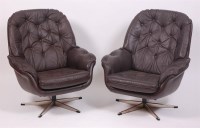 Lot 380 - A pair of 1960s Danish chocolate brown leather...
