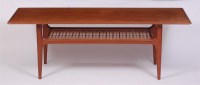 Lot 369 - A 1960s Danish teak long coffee table, having...