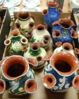 Lot 15 - A Longpark pottery five-necked udder vase, on...