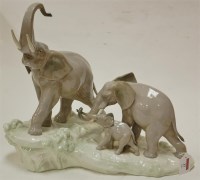 Lot 37 - A large Lladro figure group of elephants and...