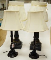 Lot 56 - A pair of modern turned beech table lamps and...