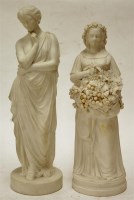 Lot 81 - A Victorian Parian figure of a maiden together...