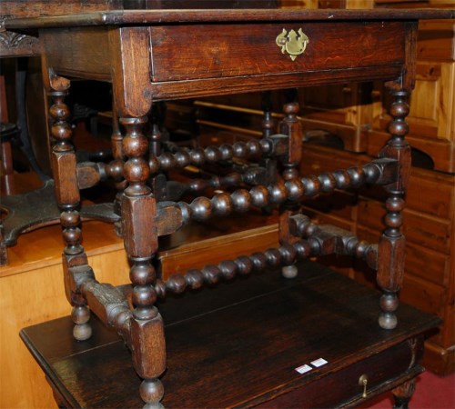 Lot 1179 - A circa 1700 joined oak single drawer side...