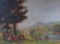 Lot 1096 - Tom Mostyn (1864-1930) - Extensive landscape...