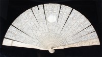 Lot 1014 - A 19th century Chinese Canton carved ivory fan,...