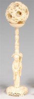 Lot 1016 - A circa 1900 Chinese carved and pierced ivory...