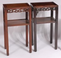 Lot 1028 - A near-pair of circa 1900 Chinese hardwood two-...