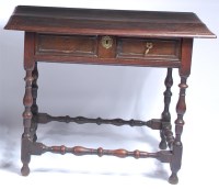 Lot 1158 - A circa 1700 joined oak single drawer side...