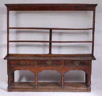 Lot 1161 - An antique joined oak dresser, 18th century...