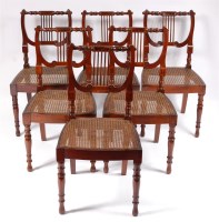 Lot 1188 - A set of six late Regency mahogany and inlaid...