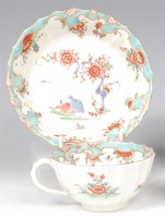 Lot 666 - A first period Worcester teacup and saucer,...