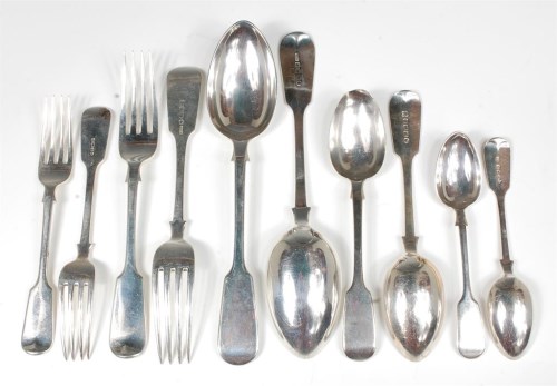 Lot 717 - A Victorian silver part cutlery suite, in the...