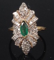 Lot 759 - An Art Deco 14ct gold, emerald and diamond...
