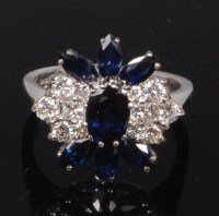 Lot 760 - A contemporary 18ct white gold, sapphire and...
