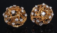 Lot 786 - A pair of 18ct gold and diamond ear clips,...