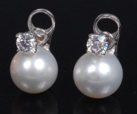 Lot 787 - A pair of 18ct white gold, cultured pearl and...