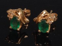 Lot 798 - A pair of modern 14ct gold, emerald and...