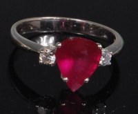 Lot 840 - A contemporary 18ct white gold, ruby and...