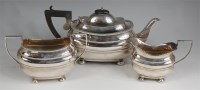Lot 714 - A Regency style silver three piece tea service,...
