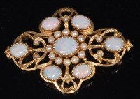Lot 865 - A Victorian style 9ct gold, opal and seed...