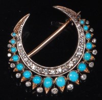 Lot 866 - A circa 1900 yellow metal, turquoise and...