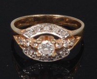 Lot 860 - A modern 14ct gold and diamond dress ring, the...