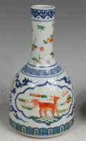 Lot 1038 - A Chinese Wucai mallet vase, the body painted...