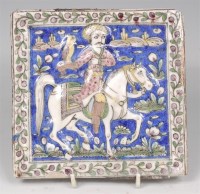 Lot 1045 - An Isnik glazed pottery tile, probably 18th...