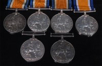 Lot 512 - A collection of six WW I British War medals,...