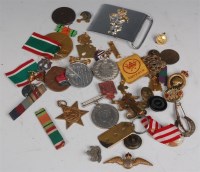 Lot 514 - A collection of assorted medals, buttons and...