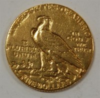 Lot 132 - USA, 1914 gold Indian head five dollars or...