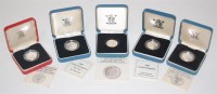 Lot 157 - Great Britain, five cased silver proof one...