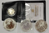 Lot 169 - 1993 1oz fine silver one dollar, 1998 and 2004...