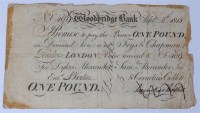 Lot 209 - Great Britain, Woodbridge bank one pound note,...