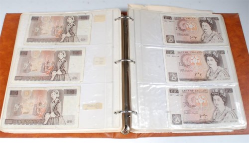 Lot 216 - A folder of approx 120 British banknotes to...