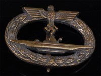 Lot 253 - A German U-Boat badge, stamped verso FRANK &...